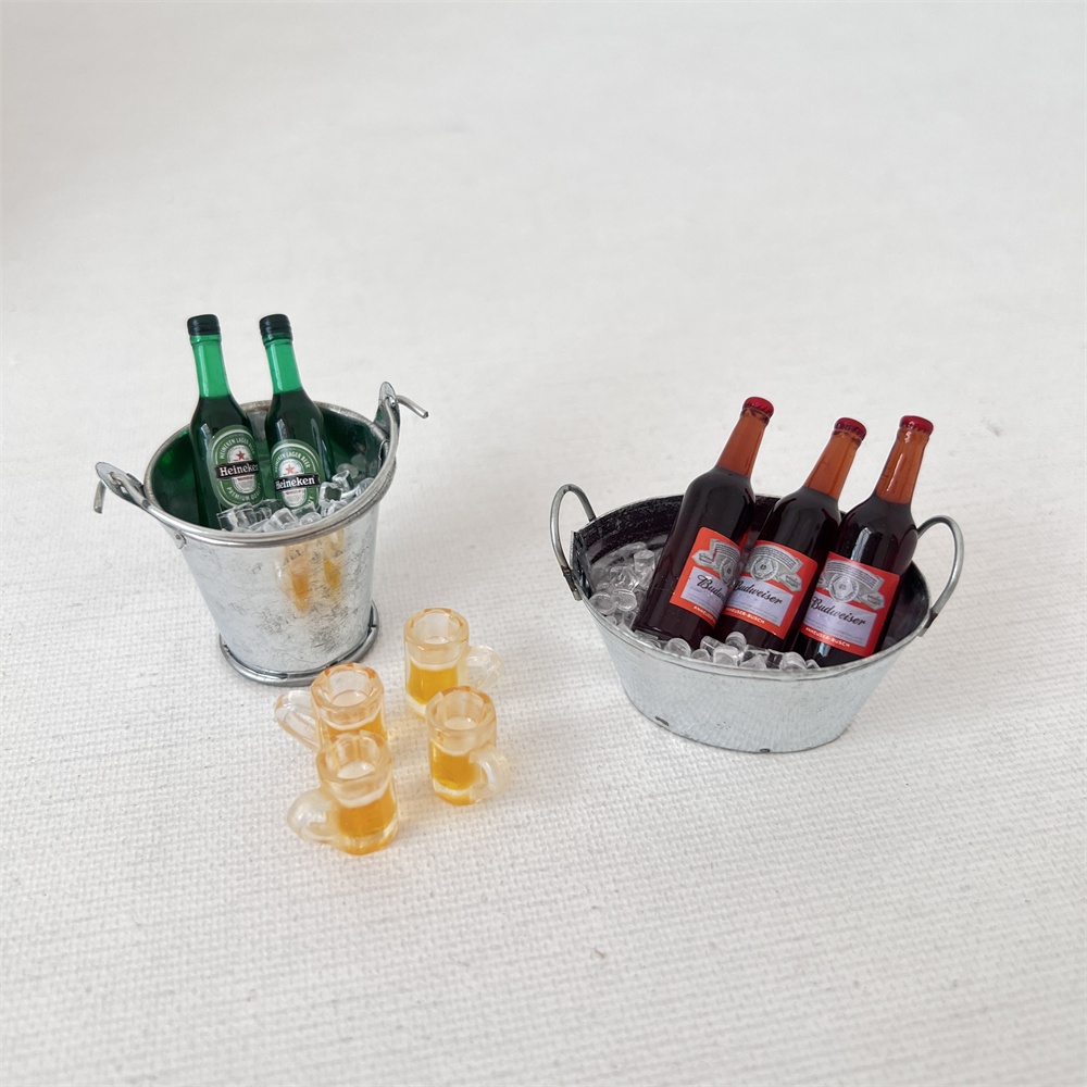 8 Unidades Conjunto de Cerveja em Miniatura Mini casa de bonecas Bar Cena Balde de vinho com cubo de gelo falso Garrafa de vinho Caneca de cerveja em Oferta na Shopee