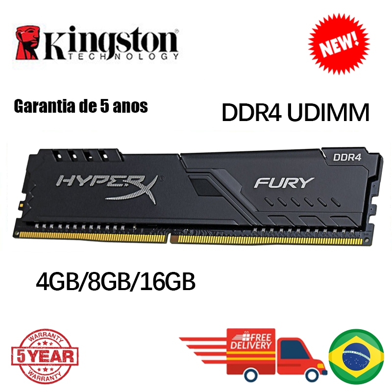 Kingston HyperX FURY 4GB 8GB 16GB DDR4 2133Mhz 2400MHZ 2666MHz 3200Mhz Memória RAM Desktop 288Pinos