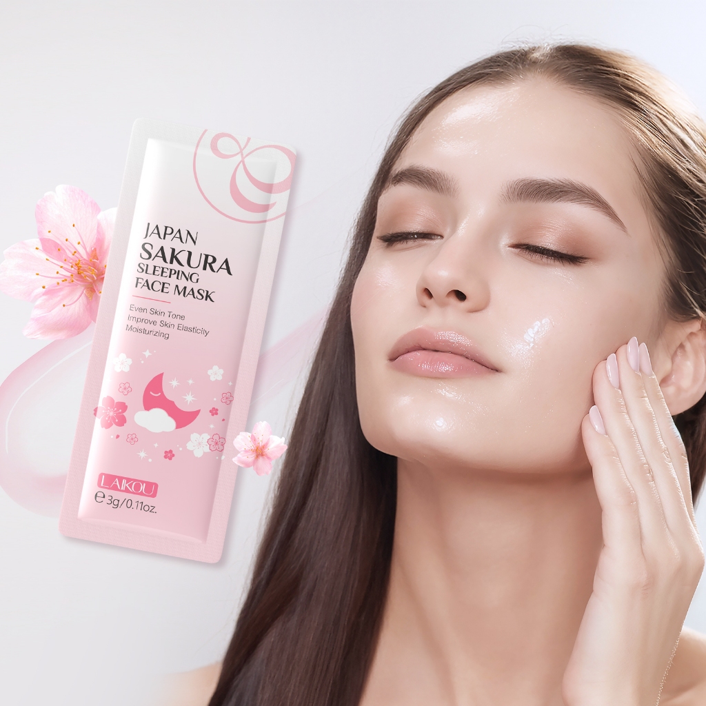 LAIKOU Máscara Noturna Antiacne com Extrato de Sakura Japonesa / Ilumina/ Reduz Rugas / Hidrata / Anti-idade 3g