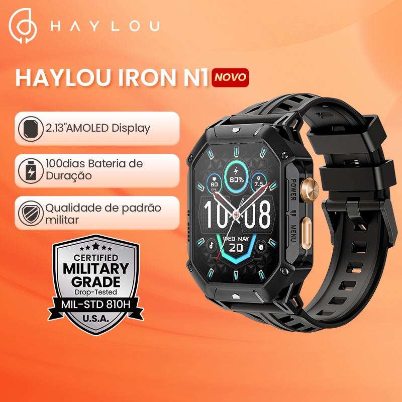 Haylou IRON N1 SmartWatch 2,13"AMOLED Display Avançado 5ATM À Prova D'água 30d-Bateria BluetoothCall Relógio inteligente - Mobile & Gadgets