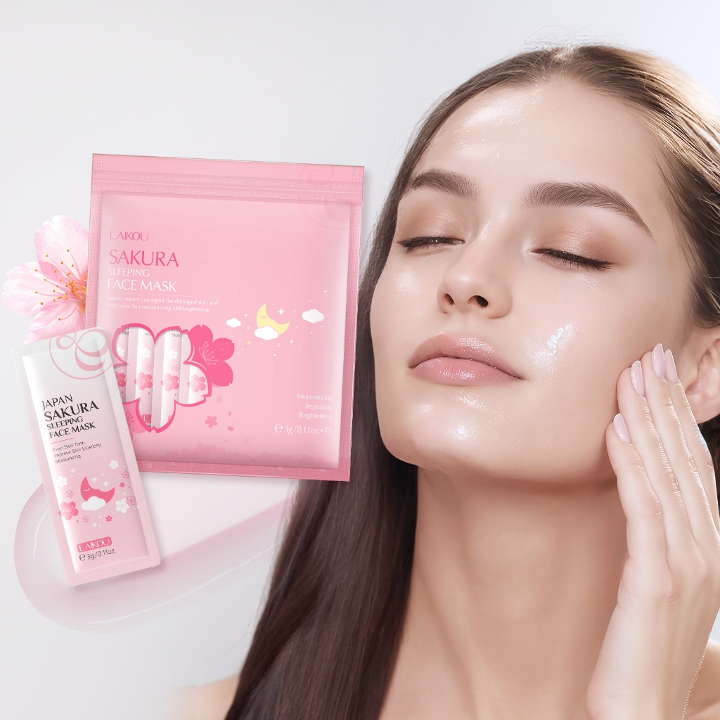 LAIKOU Máscara De Dormir Sakura Anti-Envelhecimento/Reduzir A Rugas/Hidratante/Idade/15pçs - Beauty