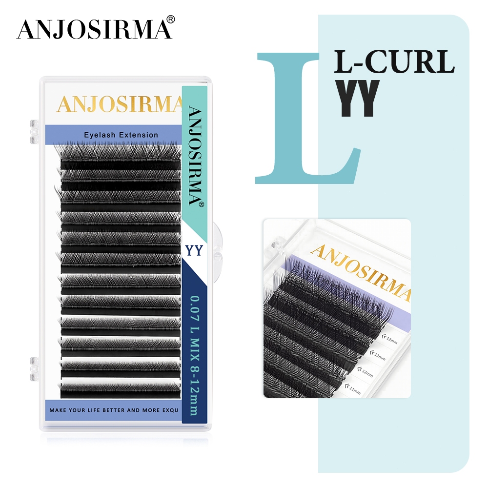 ANJOSIRMA YY Shape Extensões De Cílios 0.07L Curl Soft Cilios Y Premade Fan Pestanas Individuais Faux Natural Macias De Mink Maquiagem