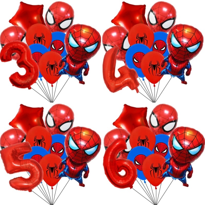 9pcs Super Herói Balão Homem-Aranha Balões De Alumínio De 32 Polegadas Número Boy Kids Toy Birthday Party Decoração Baby Shower Spiderman