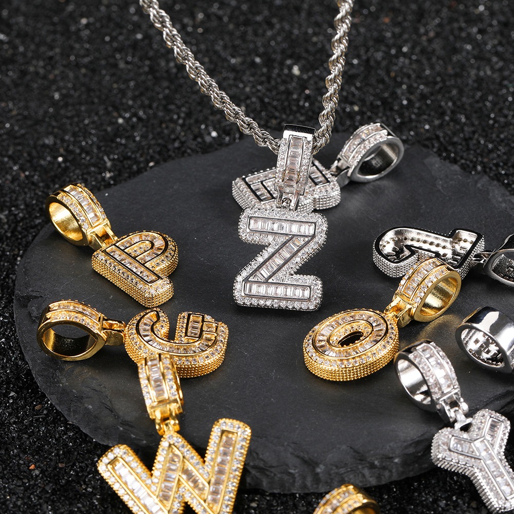 Novo Colar de 26 Letras, Pingente Hip-Hop Rock Sugar, Colar de Zircônia, Colar Masculino