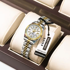 POEDAGAR Relógio Feminino de Luxo de Marca de Topo Relógio Feminino Elegante de Aço Inoxidável Relógio Feminino À prova D'água Luminoso Data Relógio de Quartzo para Mulheres Relógios Femininos Originais