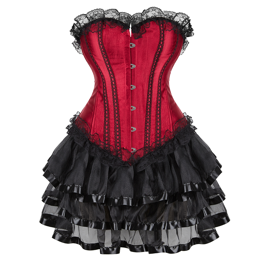 Vestido De Espartilho Para Mulher Gótico Com Conjunto De Saia Curta Roupa De Halloween Renissance