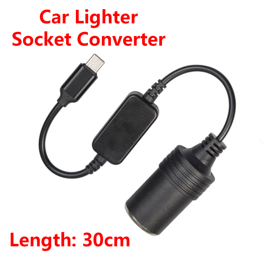 Para Dispositivos Alimentados Por 12V GPS DVR 30cm Cabo Adaptador De Conversor De 12W USB Tipo C PD Isqueiro De Carro Tomada Fêmea