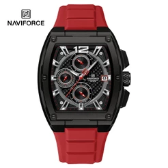 NAVIFORCE 8050 Tonneau Em Forma De Esqueleto Mecânico De Vento Multi-Funções Relógio Masculino De Silicone