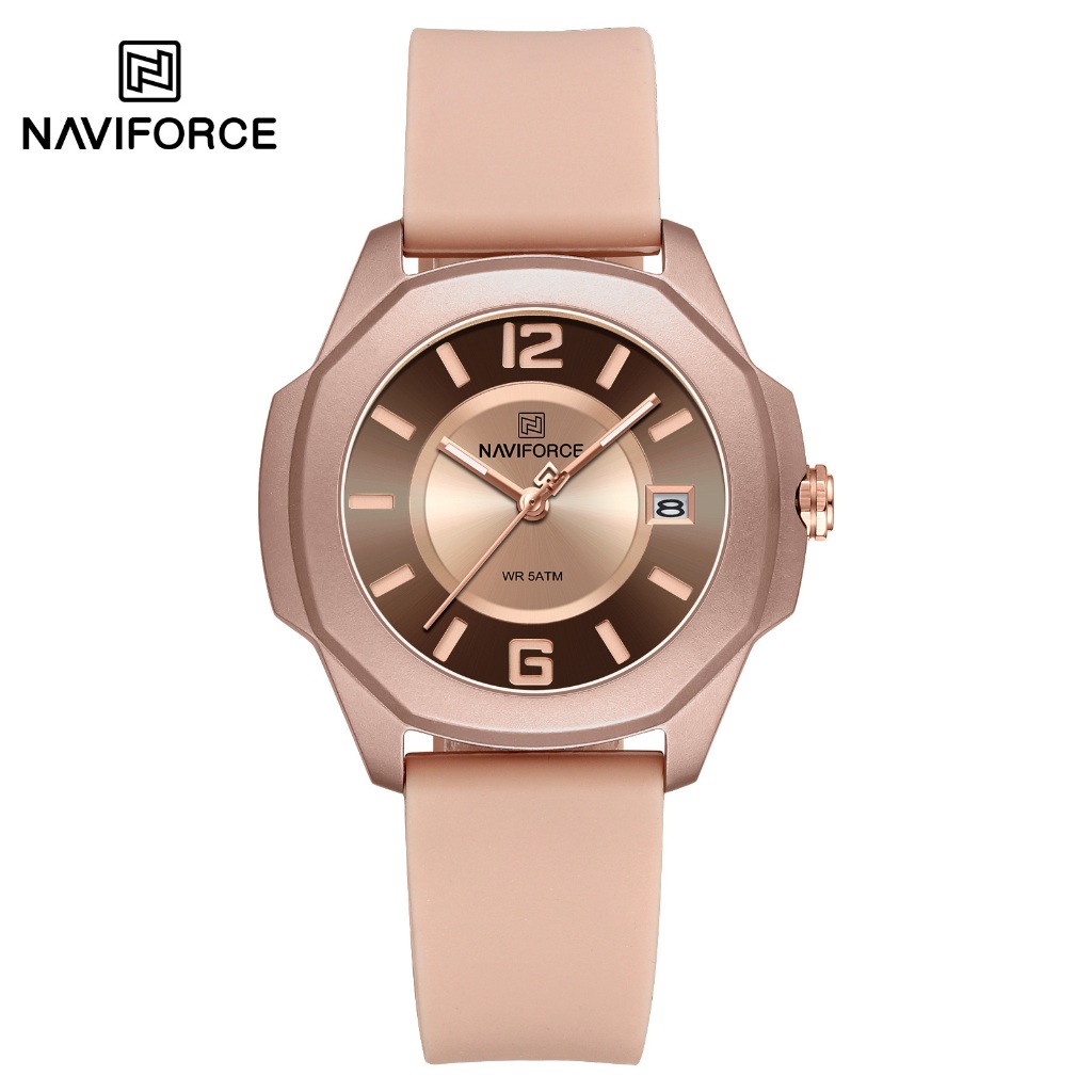 NAVIFORCE 7107 Relógio Simples Feminino De Discagem Poligonal Com Calendário