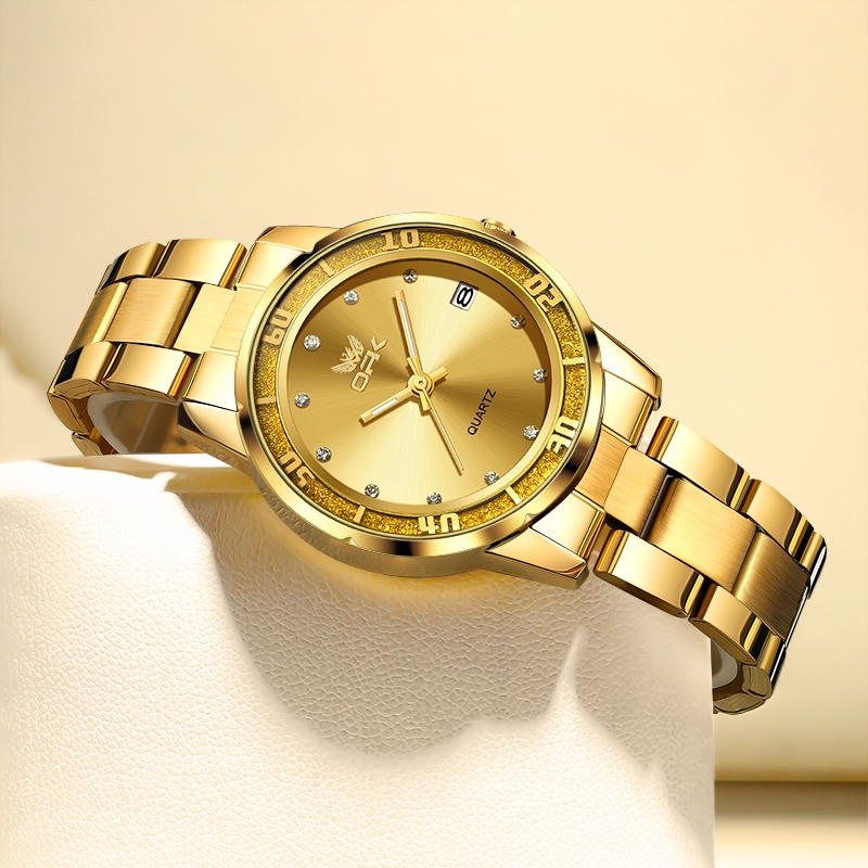 OLEVS relógio feminino a prova d água dourado original prenda para o dia dos namorados luxo 6013 - Watches