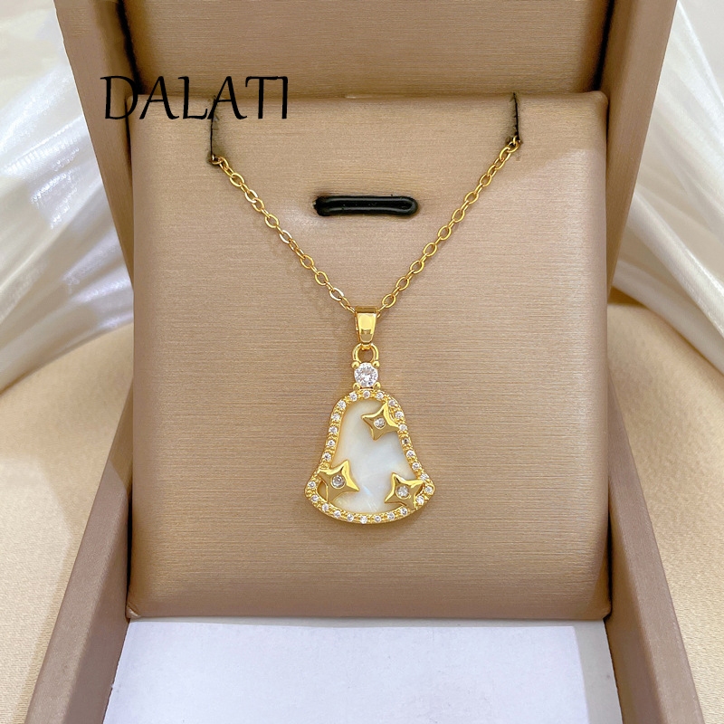 Dalati Colar de Aço Titânio Colar de Aço Dalati Colar de Aço Titânio Shell Bell Star Light Luxo Lindo Colar Feminino Cadeia de Aço Titânio