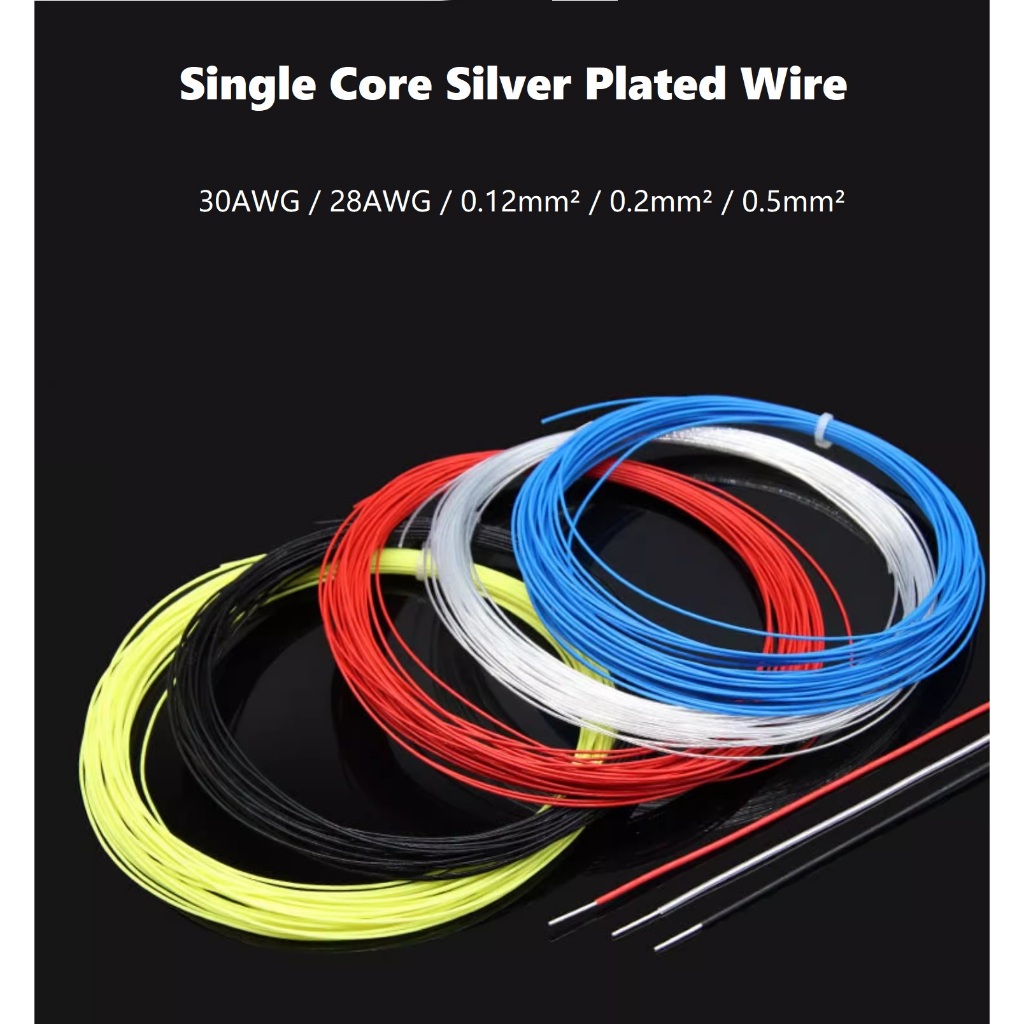 Fio Banhado A Prata De Núcleo Único 5/10M PTFE F4 Sólido De Alta Pureza OFC Cobre Cabo Áudio Hi-Fi DIY 30AWG/28AWG/0.12