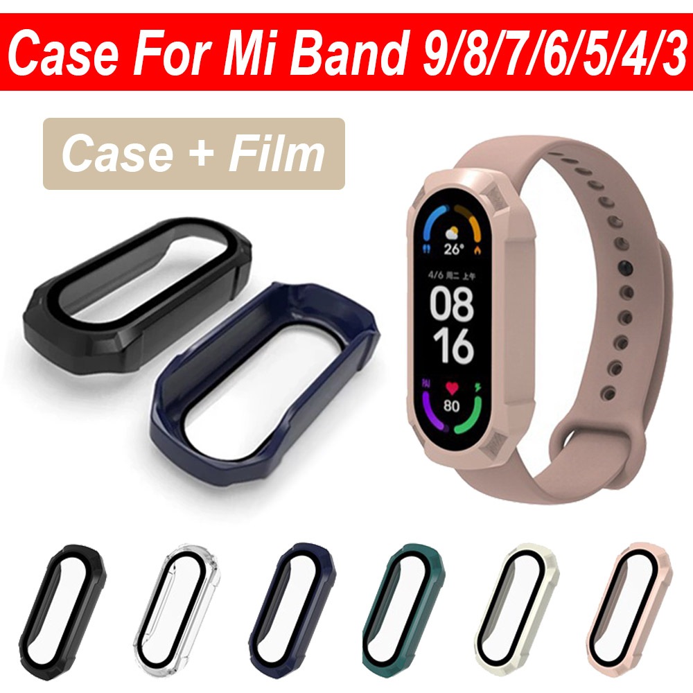 Protetor De Tela PC Capa Protetora Com Filme Completa Para Xiaomi Mi Band 6 5 4 3 / Xiaomi Smart Band 7 8 9 10