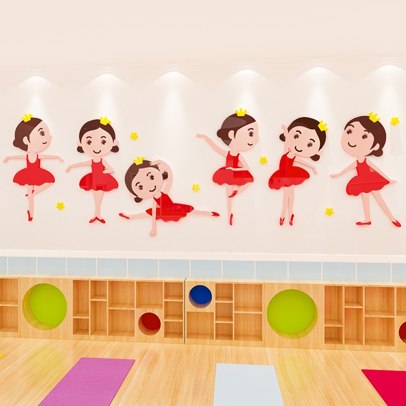 Adesivos de Parede para Sala de Aula de Ballet Adesivos de Parede 3d Papel de Parede para Menina Dançante