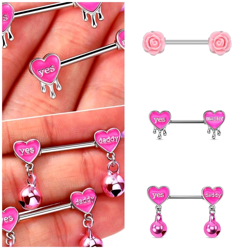 Sino Em Forma De Coração De Aço Inoxidável , Anel De Leite , Jóias De Perfuração E Na Moda sexy em Oferta na Shopee