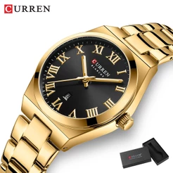 Novo Relógio Feminino CURREN Marca Original Gold Luxo Aço Inoxidável Pequenos Ponteiros Luminosos De Discagem Moda Simples Negócios Quartzo Analógico À Prova D'água 9095