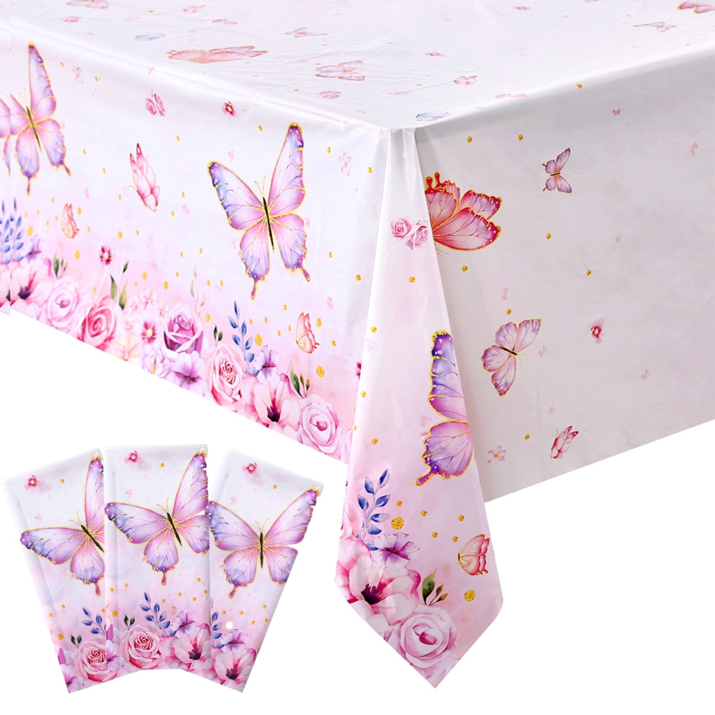 Toalha de mesa borboleta roxa rosa em Oferta na Shopee
