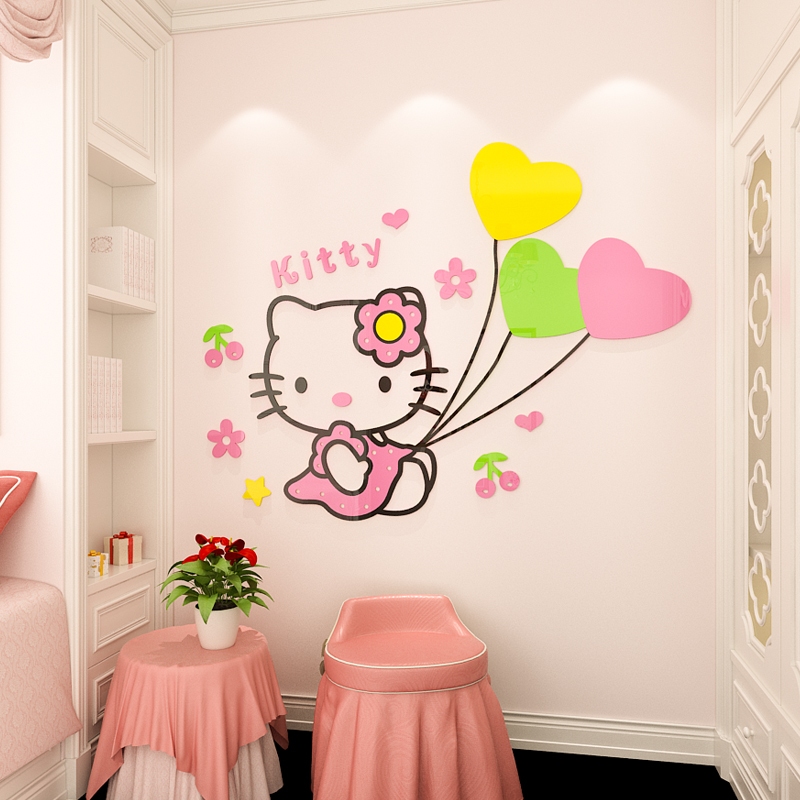 Hello Hello Hello Kitty 3d Pintura Tridimensional de Adesivos para Parede Pintura de Cartoon para Quarto de Menina Layout do Quarto de Menina Decoração da Parede do Quarto de Princesa