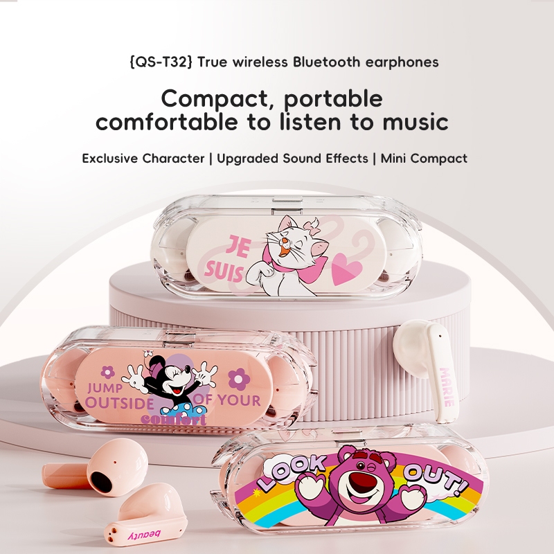 Disney QS-T32 Fone De Ouvido Bluetooth Alta Fidelidade Qualidade Som Chamadas HD Baixa Latência em Oferta na Shopee