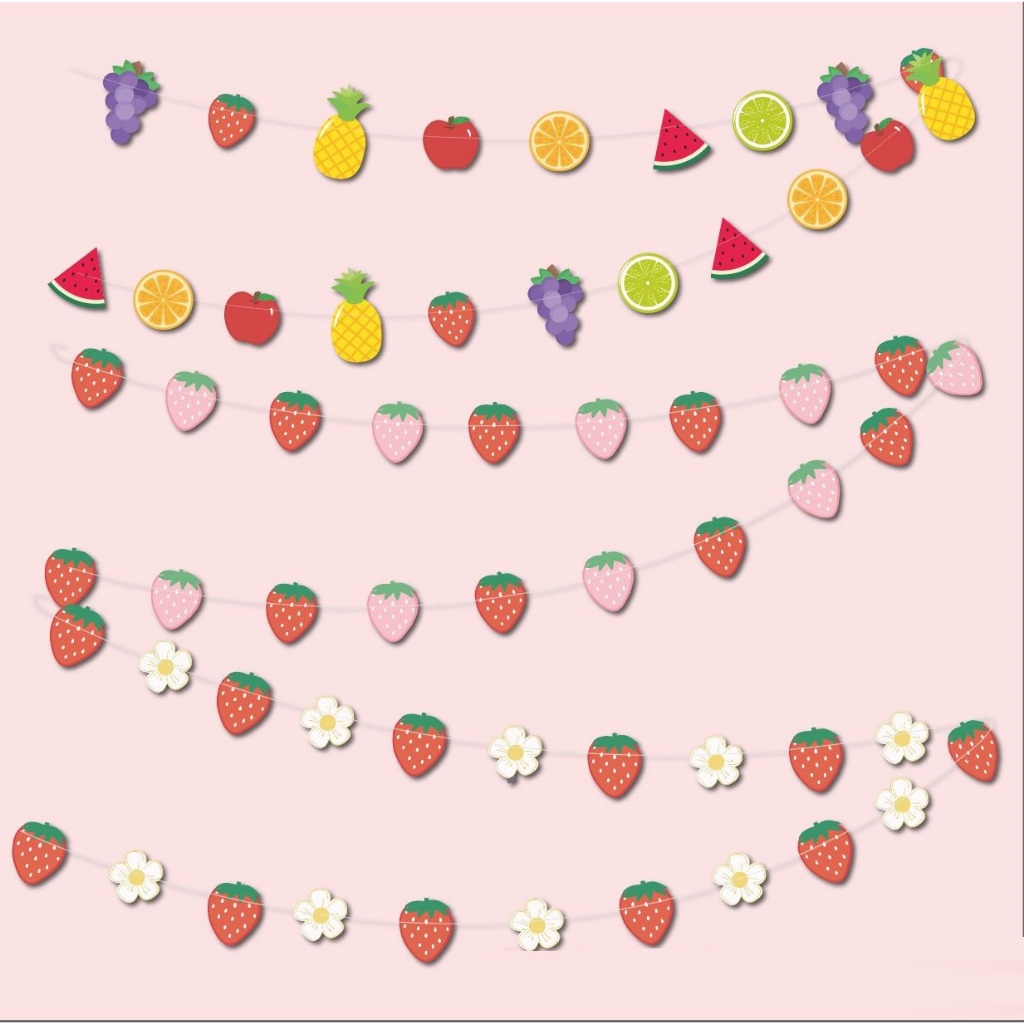 Festa De Aniversário Decorativa Tropical De Dois tti Frutti Fruta banner Morango Para O Verão , Chá De Bebê , Temático Favor