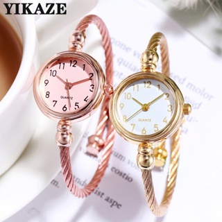 Relógio De Pulso Feminino Pequeno Pulseira Bangle Gold De Aço Inoxidável Retro Ladies Quartz Wristwatch De Quartzo Fashion Casual Dress Watch em Oferta na Shopee