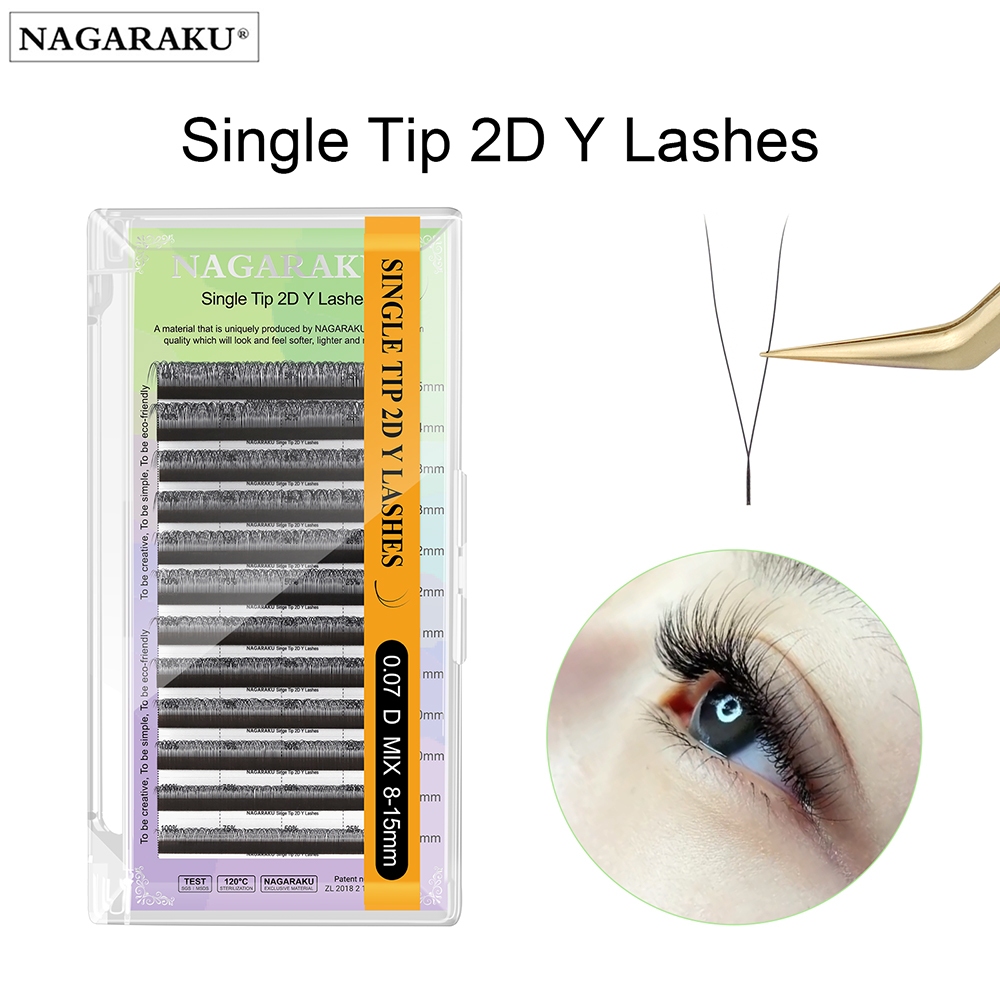 NAGARAKU Ponta Única 2D Em Y Forma De Tecido À Mão Premium Soft Light Natural Eyelashes Extension Supplies Maquiagem em Oferta na Shopee