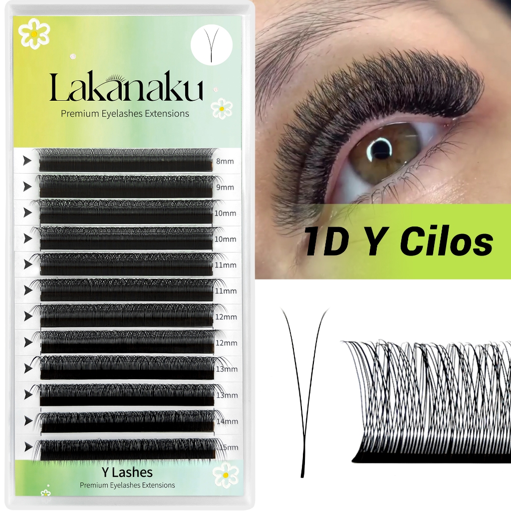 Lakanaku 1D Y Pestanas Em Forma De Faux Mink C/D Natural Soft Brazilian Eyelash Tips Extensão Cilios