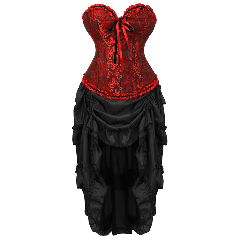 Vestido De Pirata Steampunk High Low Skirt Espartilho Renascentista Fato Gótico Feminino
