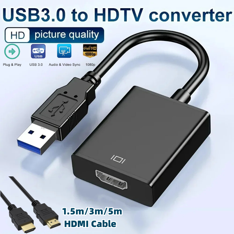 Adaptador USB para HDMI Full HD da Shopee - Conversor de Vídeo e Áudio Externo para PC, Laptop e Monitor com Windows
