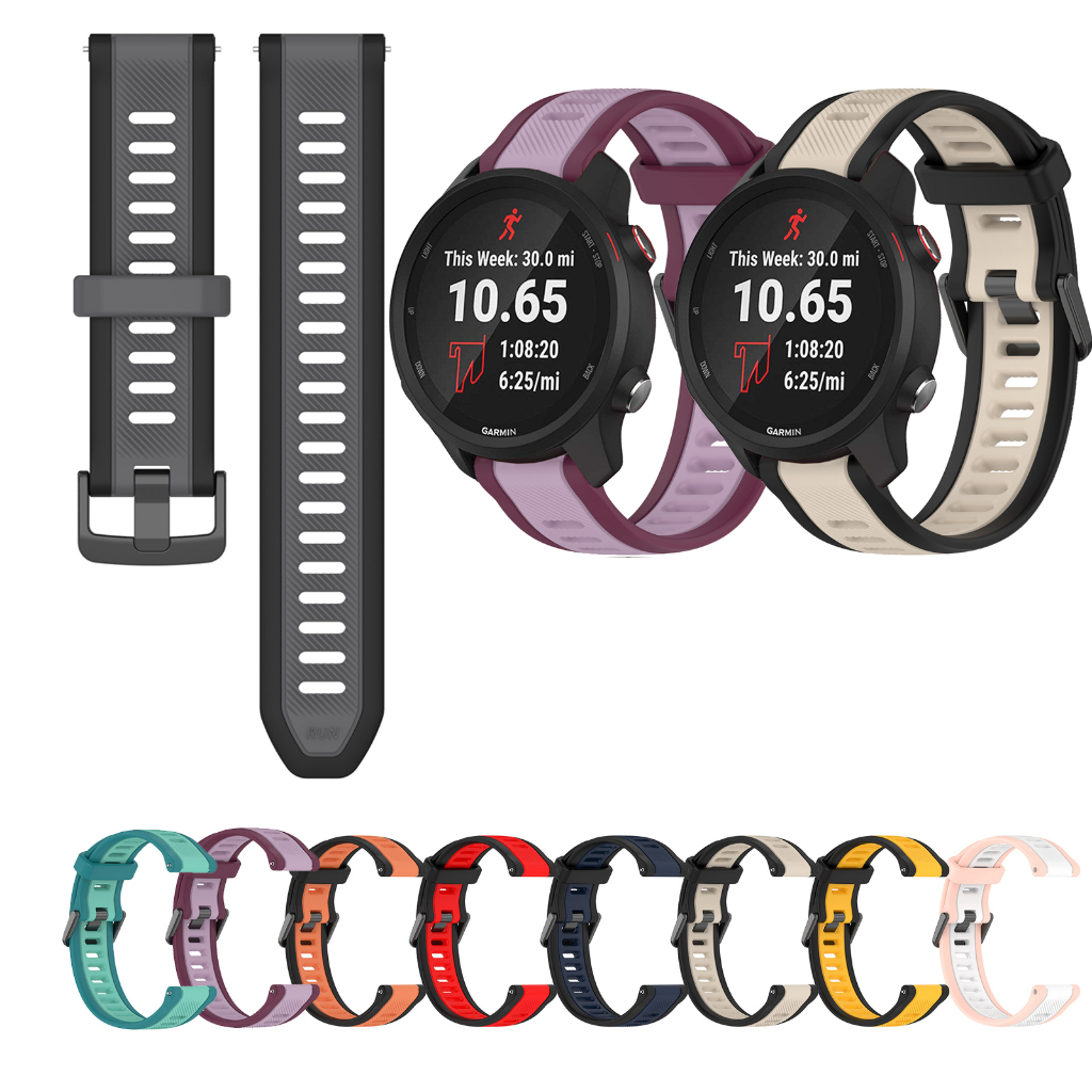 Pulseira De Silicone De 18mm 20mm 22mm Para Garmin Forerunner 265 255 245 255S 265S 245M 645 645M 55 158 165 Música 970 