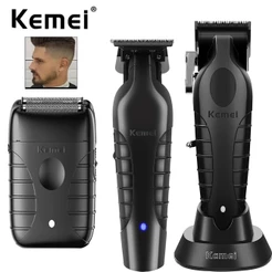 Kemei 2299 2296 T95 Aparador De Cabelo Profissional Sem Fio Lâmina Elétrico Homens De Corte Com Acabamento Recarregável