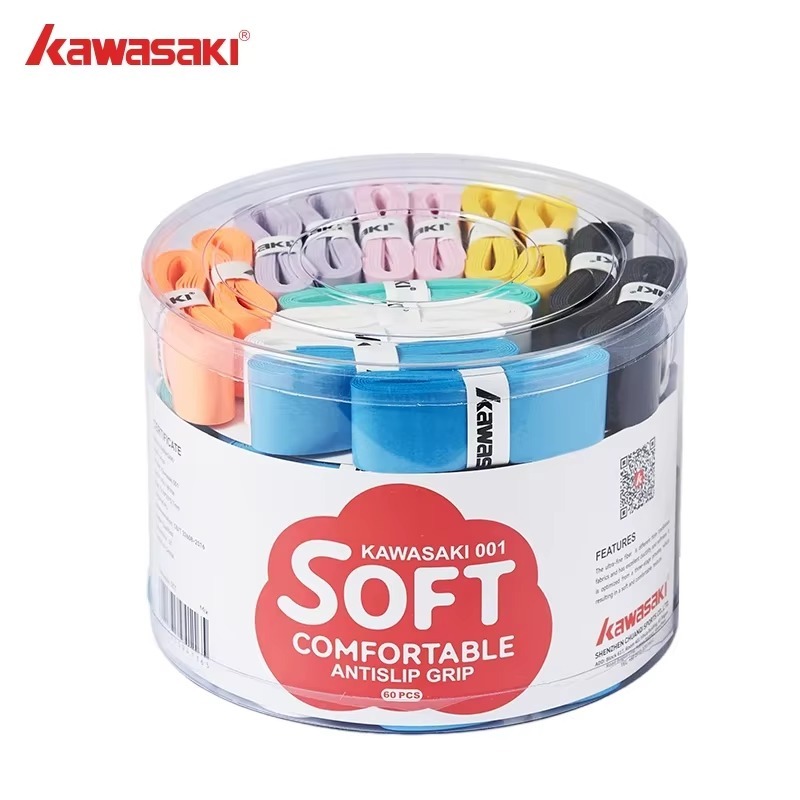 Kawasaki Grip Macio 60 Pçs/10 Pickleball Paddle Badminton Tênis 001 Super Pegajoso Antiderrapante Sweatband Fita Várias 