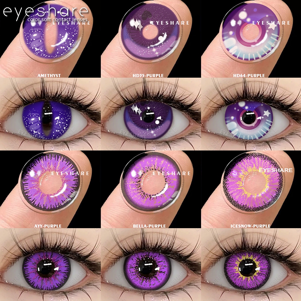 EYESHARE 1Pair Color Contact Lenses For Eyes Cosmetic Contact Lens Eye Color for Cosplay Purple