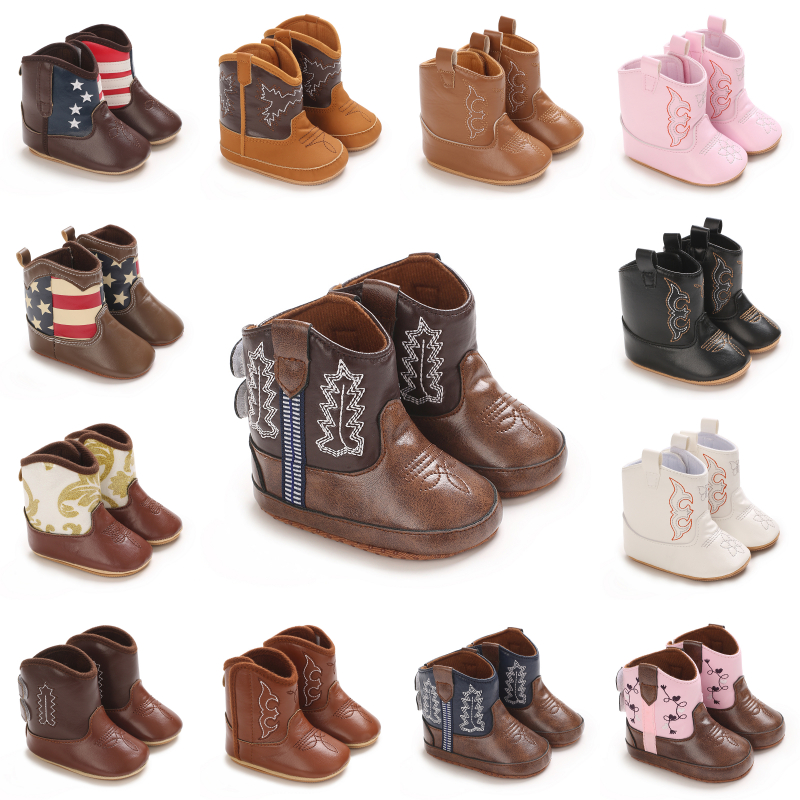 0-18 Meses Botas De Bebê Couro De Cowboy Ocidental Bordadas Inverno em Oferta na Shopee