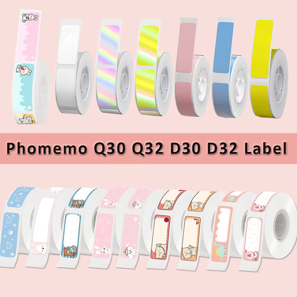 1Roll Q30 D30 D32 D35 Papel Adesivo Para Etiquetas Autocolantes De Nome Rolos Térmicos Nota Impressora De Phomemo D30 Q32 Q35