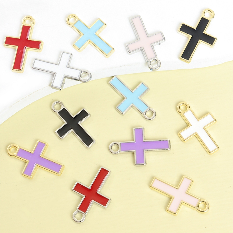 20pcs Colorful Compact Cross Enamel Drip Oil Charms-Lolita JK Jóias Versáteis Acessório