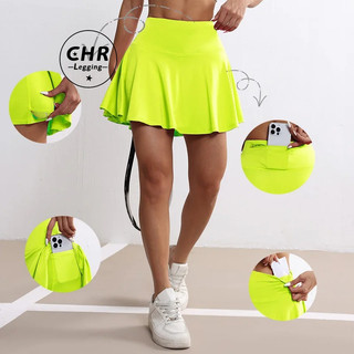 CHR Tênis Atlético Skorts De Golfe Saia Pregueada Feminina Com 4 Bolsos De Treino De Corrida Esportiva Calções Casuais em Oferta na Shopee