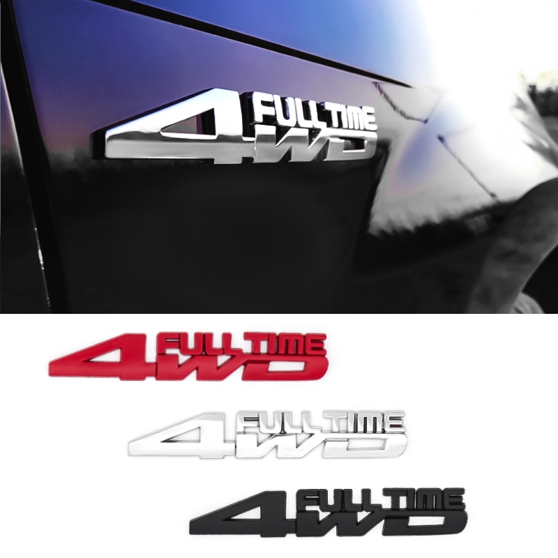 Autocolante De Modificação De Carro 4WD FULLTIME Em Tempo Integral Com Tração Nas Quatro Rodas Grande Deslocamento AWD Etiqueta Traseira Metálica Todo-O-Terreno