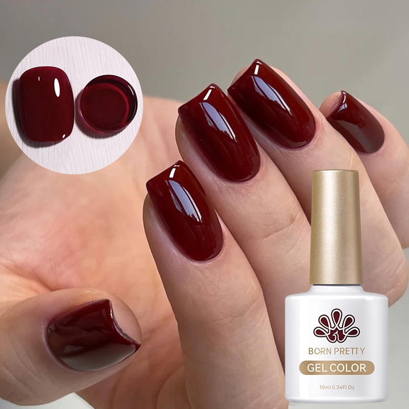 Born Pretty Gel De Unhas Vermelho Escuro Verniz Soak Off Uv Led Verniz Brilhando 10ml