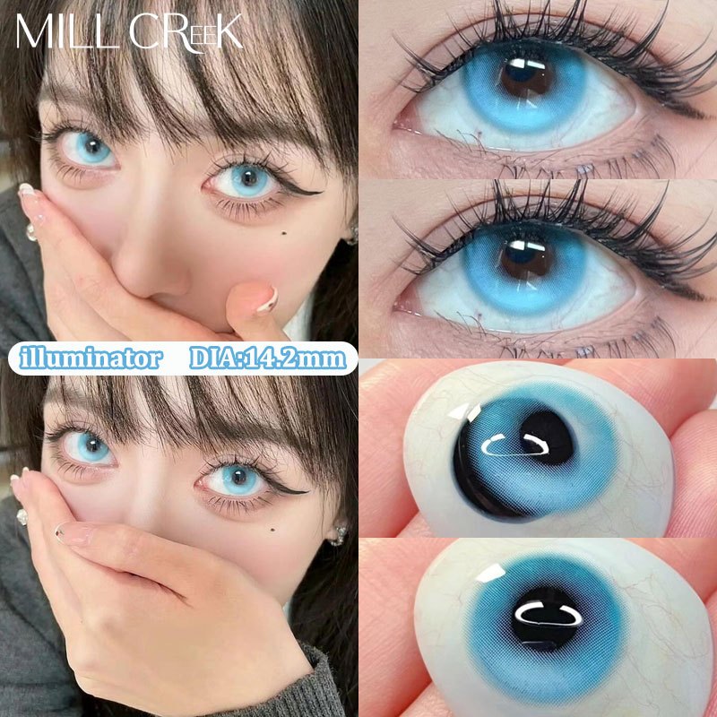 【 Grade Lentes  】 MILL CREEK De Contato Grande Diâmetro 14,2mm made Ice Candy Blue Sangue Misto2 pCS