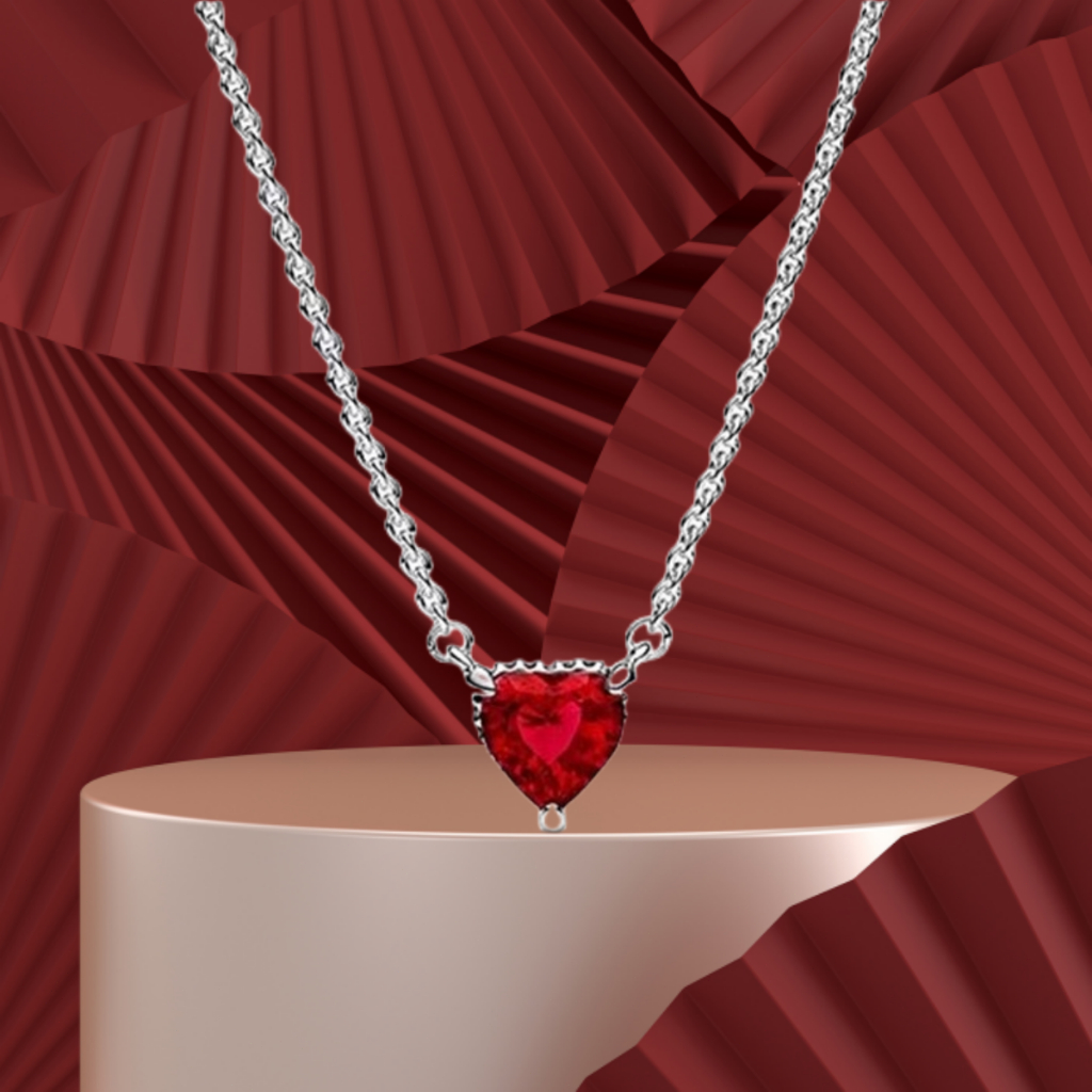 【especial Preço】Flame Heart Neck Ornamento, Sublime Coração 925 Colar de Prata Presente de Aniversário