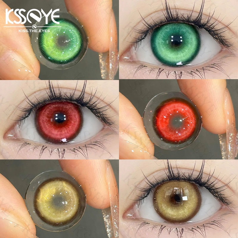 【 Graded 0.00 ~-8.00 】 KSSEYE Lentes De Contato Anuais Cosplay 14.5 mm 2 Peças Máscara Para Alunos Da Série Koi Maquiagem De Halloween Anime Eye