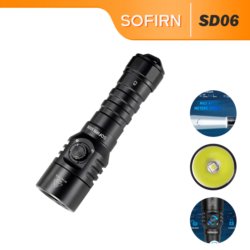 SOFIRN SD06 Poderosa Luz De Mergulho 3200 Lúmens Holofote De Longo Alcance Lanternas Subaquáticas De 100 M