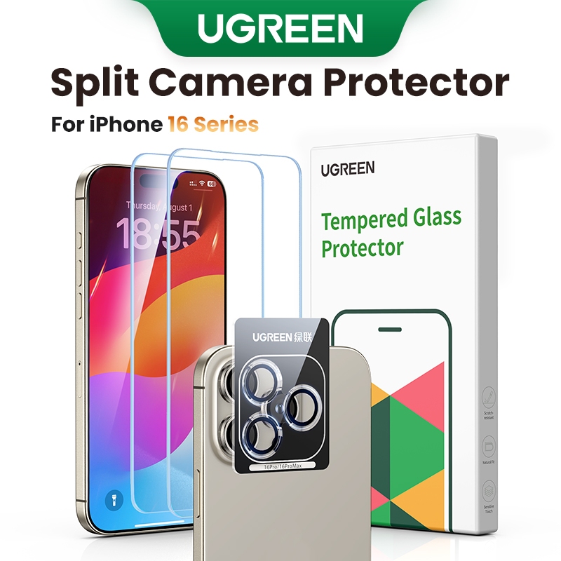 Protetor De Tela UGREEN Para iPhone Série 16 Vidro Temperado 16 Pro Max Filme Câmera em Oferta na Shopee