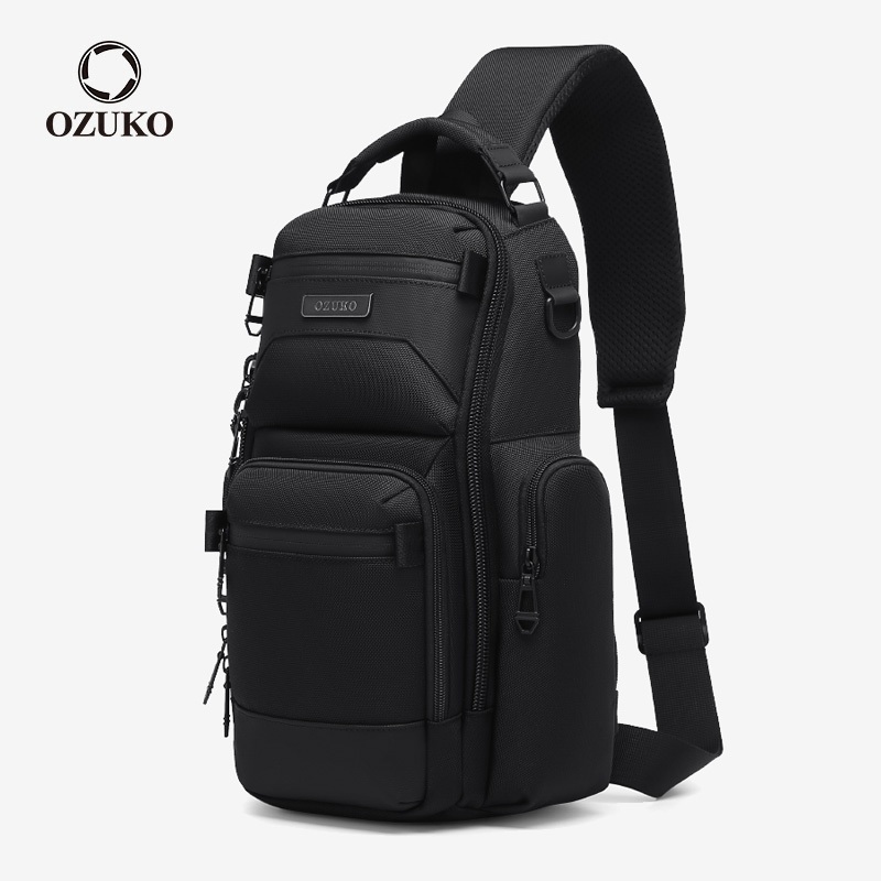 OZUKO Fashion Sling Bolsa Multi Bolsos Grande Capacidade Multifuncional Ao Ar Livre À Prova D'água Homens Bolsas De Ombro