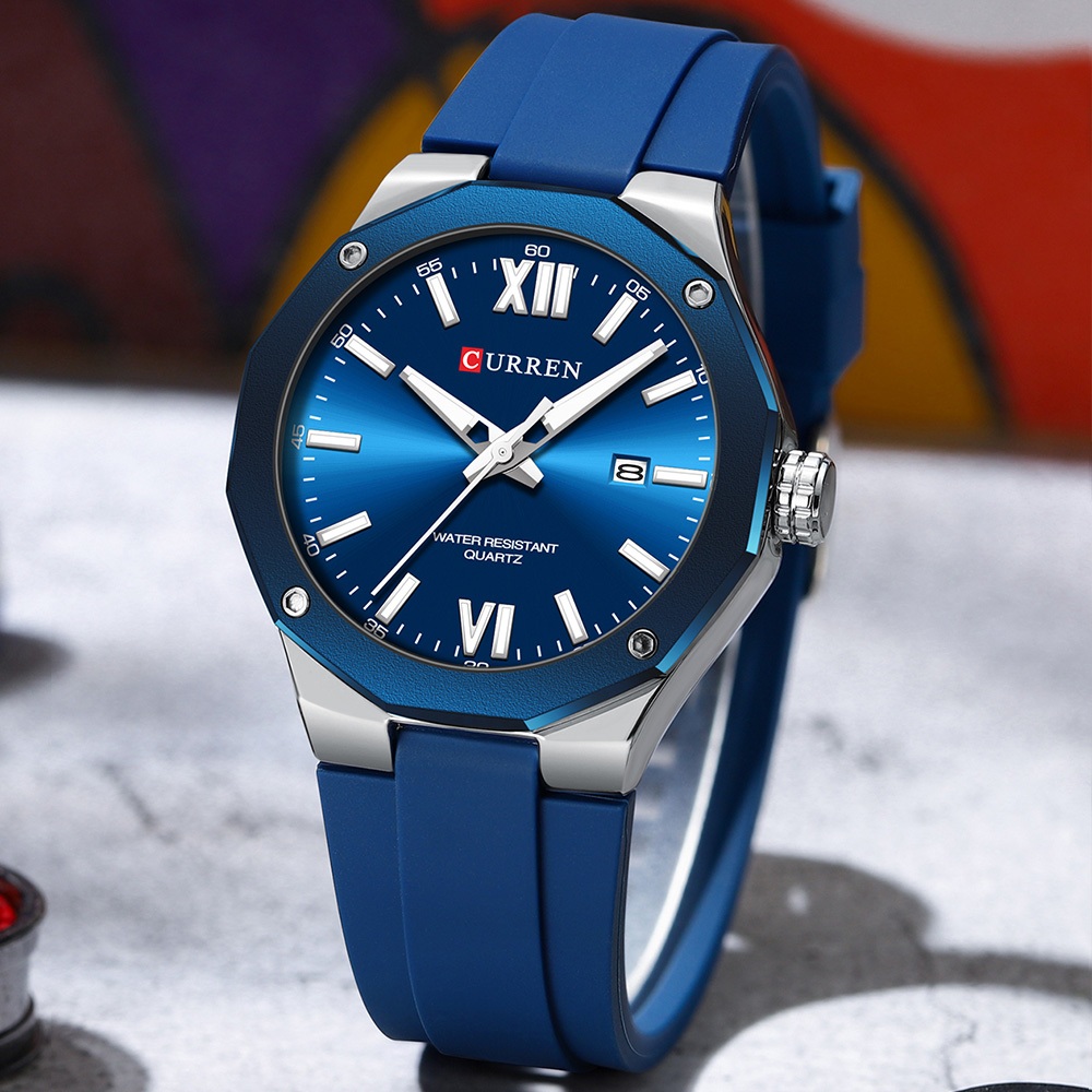 Detalhes do CURREN Relógio Masculino Nova Marca Original Ponteiro Luminoso De Silicone Genuíno Correia À Prova D'água Moda Casual Negócios Esportivos Quartzo Analógico 8465 X