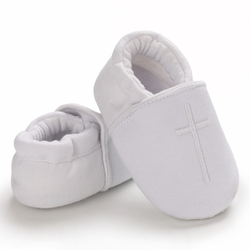 0-1 Ano De Idade Sapatos De Batismo Em Cruz Branca Para Homens E Mulheres , Esportivos De Sola Macia