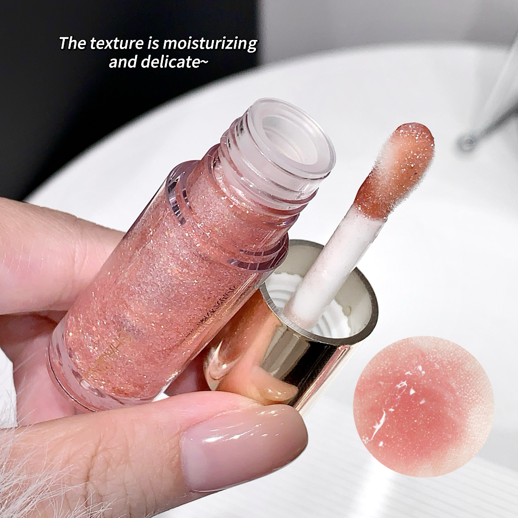 Novo Brilho Labial à Prova d'Água, Brilho Labial Hidratante com Um Visual Atrativo, Cosméticos Labiais de Cristal