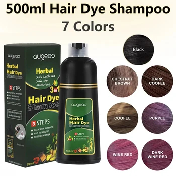 Compre 1 Leve 1 Conjunto De Shampoo De Cor De Cabelo De Ervas 3 Em 1 Coloração De Longa Duração Para Cabelos Grisalhos B