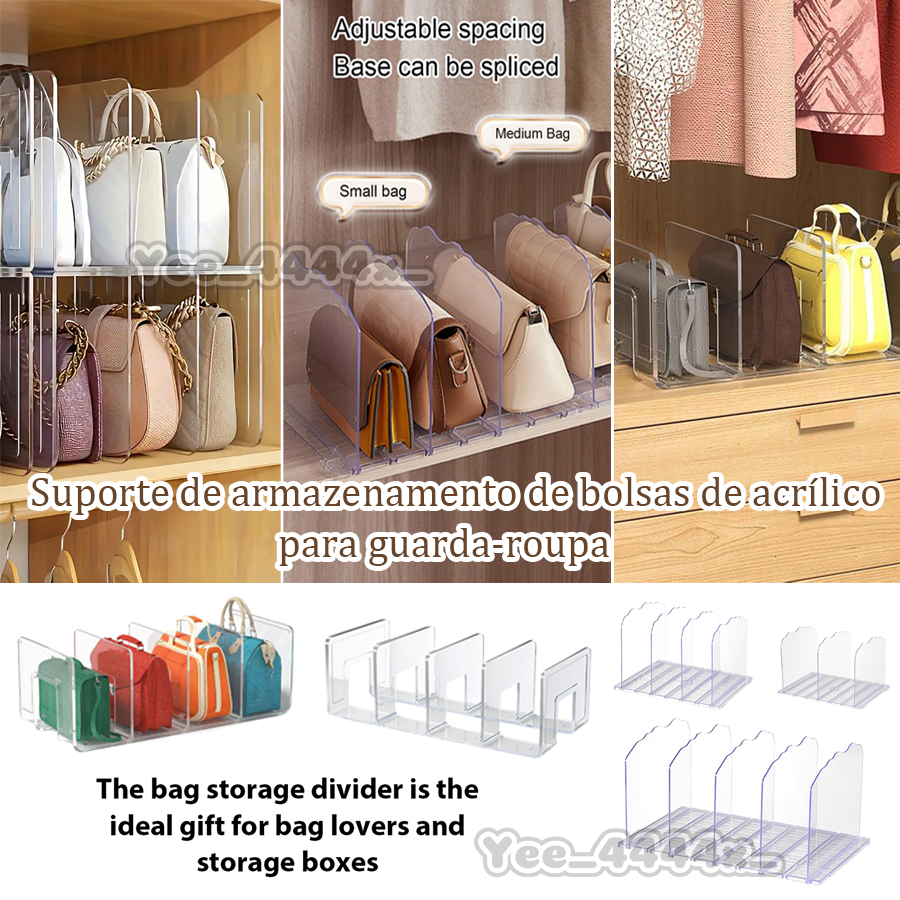 4 Slots Clear Bag Storage Hold Para Armário Economizando Espaço Armários Organizadores De Roupeiros Domésticos Bolsas sentanebr